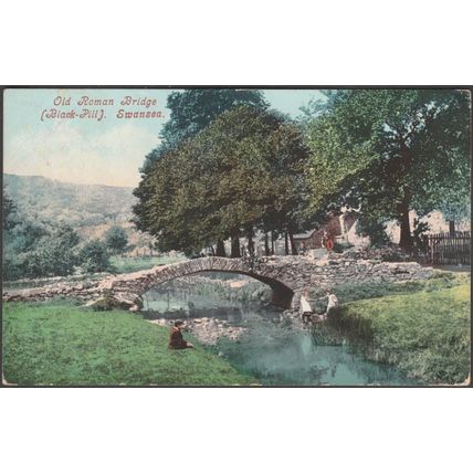 Old Roman Bridge, Black Pill, Swansea, Glamorgan, 1908 - Blum & Degen Postcard