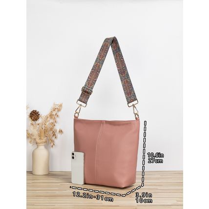 Women Shoulder Bag Vintage Crossbody Purse Handbag with Leopard Guitar Strap Hob