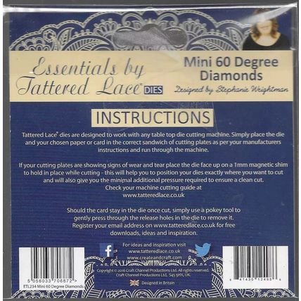 Tattered Lace. Mini 60 Degree Diamonds Die Set. Die Cutting Cardmaking Crafts