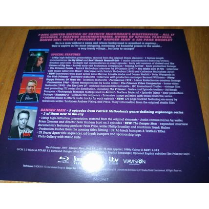 Patrick McGoohan THE PRISONER Blu Ray IMPRINT boxset+book DANGERMAN 007 dvd BOND