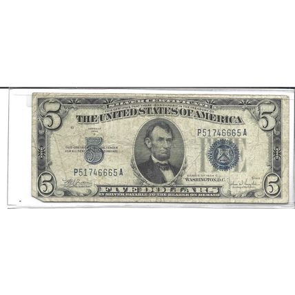 1953-A US Silver $5.00 certificate XF STAR NOTE!