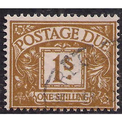 GB 1960 QE2 1/-d Ochre Postage Due Used SG D64 Wmk 179 ( D1399 )