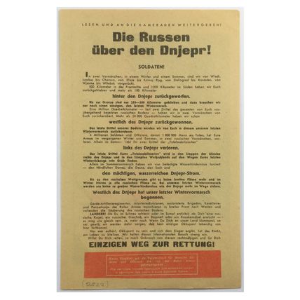 Original WW2 Russian/Soviet Air Drop Leaflet. - No code [2827]. - 1943.