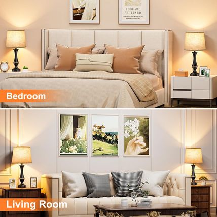 Upgraded Touch Lamps for Night Stands Set of 2 - Bedside Lamps with USB C+A, 3 W