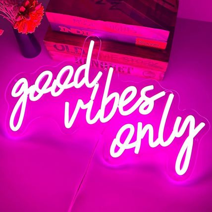 Good Vibes Only Neon Signs for Wall Decor, Pink Neon Sign for Bedroom, Good Vibe