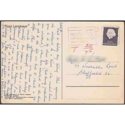 Pippi Langkous, Villa Kakelbont, 1972 - Briefkaart