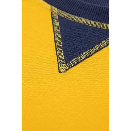 Yellow Color Block Thumbhole Sleeve Drop Shoulder Sweatshirt