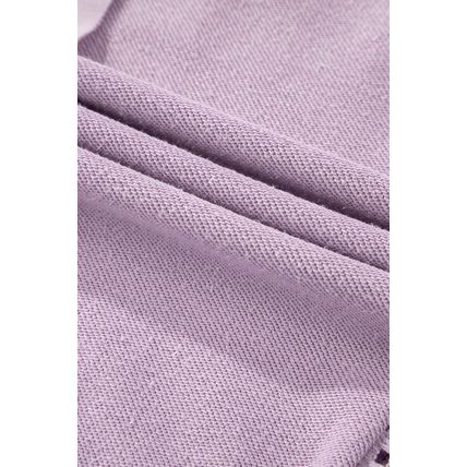 Orchid Petal Knit Crochet Exposed Seam Ribbed Trim Sweatshirt