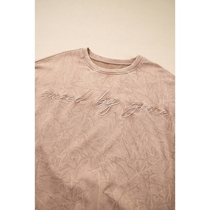 DUNE saved by grace Letter Embroidery Mineral Wash Loose Sweatshirt