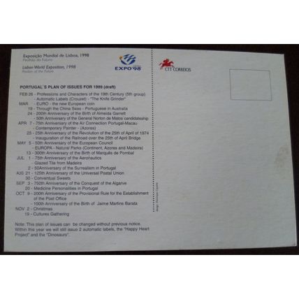 Portugal Lisbon World Exposition 1998 Pavilion Future CTT mint colour postcard