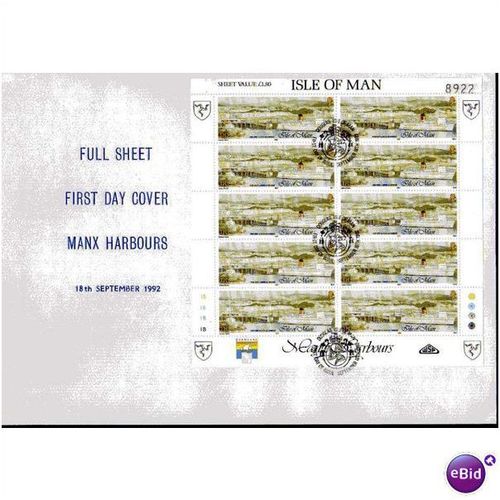 1992 ' MANX HARBOURS ' FDC ( EBID289 )