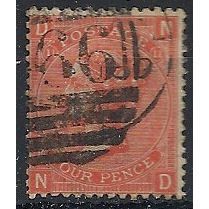 1869 SG94 4d Vermillion Plate 11 Good+ Used Letters "ND".