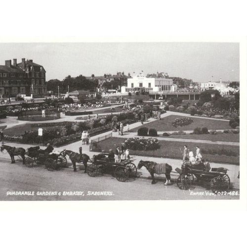 Postcard Quadrangle Gardens & Embassy Skegness Lincolnshire Horse & Carriage