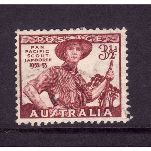 AUSTRALIA 1952 SG 254 3 1/2d SCOUTS BROWN LAKE FINE USED#
