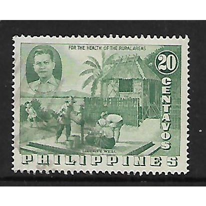 PHILIPPINES 1956 ARTESIAN WELLS 20c GREEN LIBERTY WELL SG786 FINE USED#2