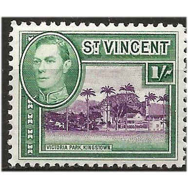 St Vincent 1938 SG156 1/- Purple & Green Mounted Mint . .. .