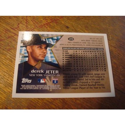 1996 Topps, Future Stars, DEREK JETER Rc, #219, Yankees