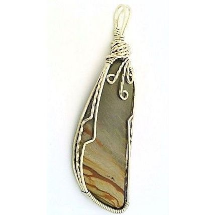 Wild Horse Canyon Jasper Nickel Silver Wire Wrap Gemstone Pendant 28