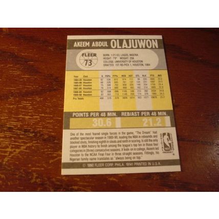 1990 Fleer, 3-Cards, AKEEM OLAJUWON HOF, Rockets