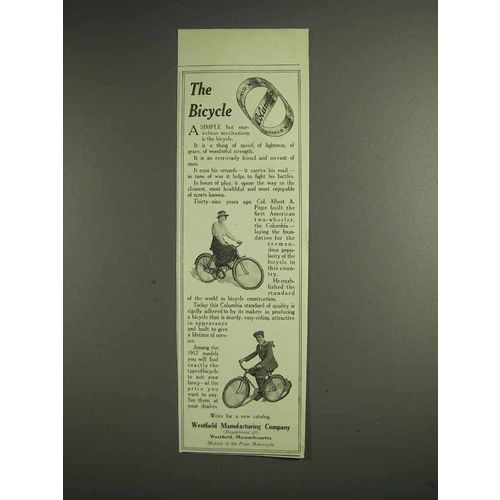 1917 Westfield Columbia Bicycle Ad