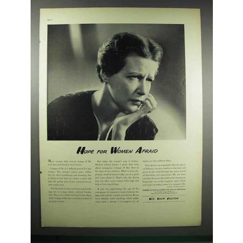 1938 Parke, Davis & Company Ad - Women Afraid