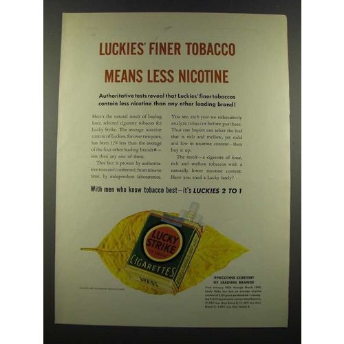 1940 Lucky Strike Cigarettes Ad - Means Less Nicotine