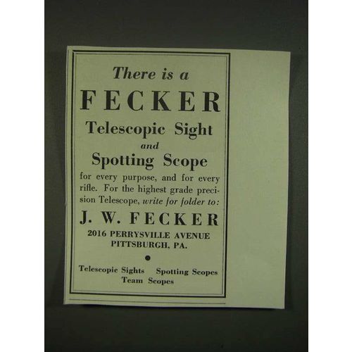 1940 Fecker Scopes Ad - For every purpose