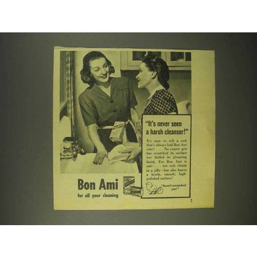 1944 Bon Ami Cleanser Ad - It's Never Seen Harsh