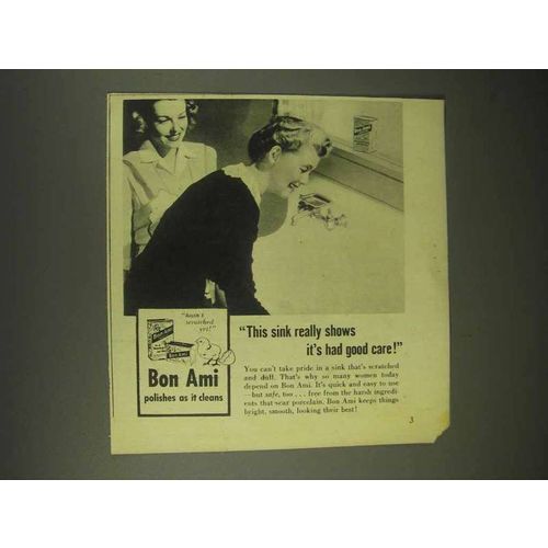 1944 Bon Ami Cleanser Ad - Sink Really Shows Good Care