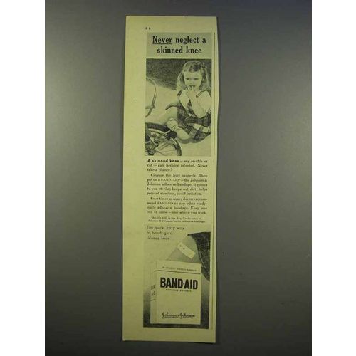 1946 Johnson & Johnson Band-Aid Ad - Never Neglect