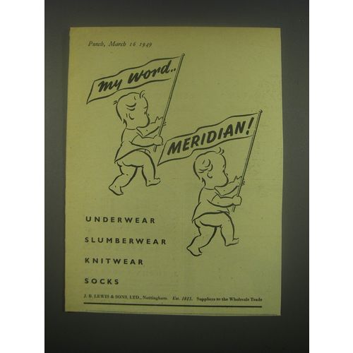 1949 Meridian Underwear, slumberwear, knitwear and socks Ad