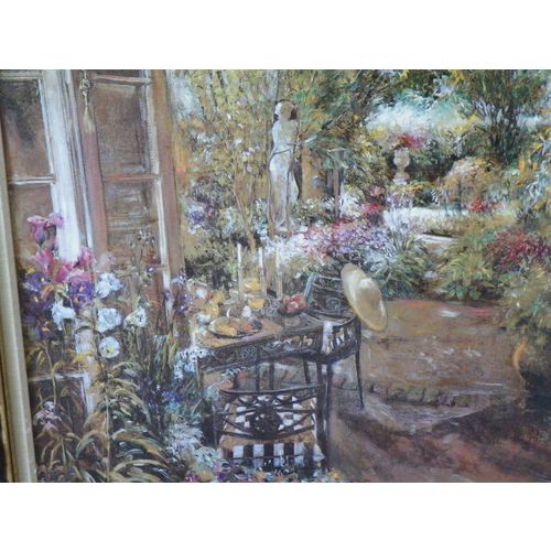 LARGE 37.5" X 49.5" FRAMED "GARDEN" OIL PRINT