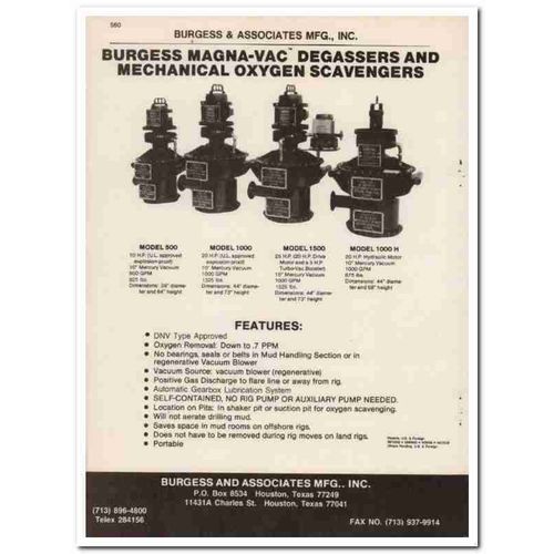 Burgess Associates Mfg Inc 1993 Vintage Catalog Oil Degasser Scavenger