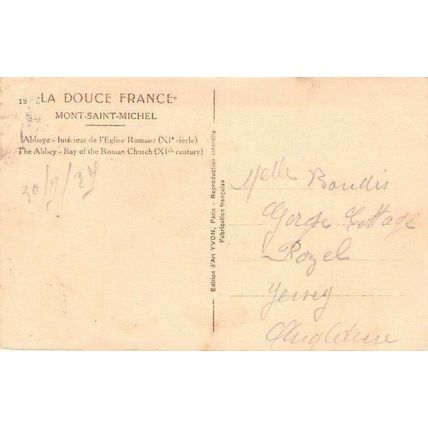 Mont Saint Michel Abbey Bay of the Roman Church France Postcard used VGC