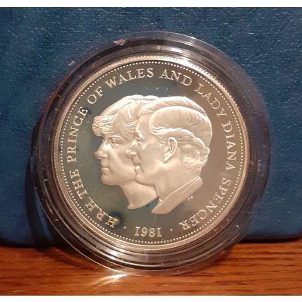 1981 Limited Edition Silver Proof Boxed UK 25p Crown Coin - Charles & Di Wedding