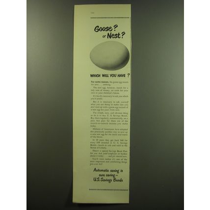 1949 U.S. Savings Bonds Ad - Goose? or Nest?