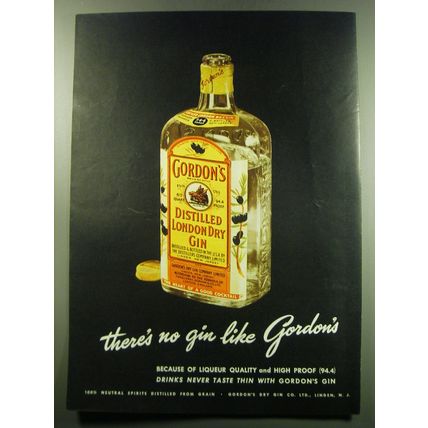 1949 Gordon's Distilled London Dry Gin Advertisement
