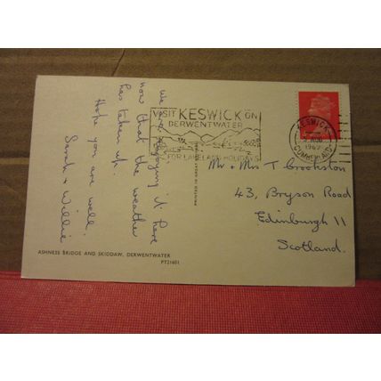 ASHNESS BRIDGE and SKIDDAW, DERWENTWATER used postcard 1969 pm PT21601 =