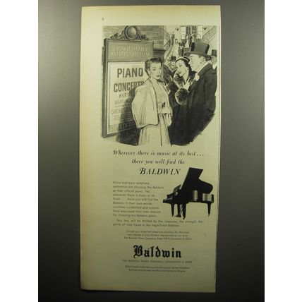 1951 Baldwin Pianos Ad - Wherever there is music at its best