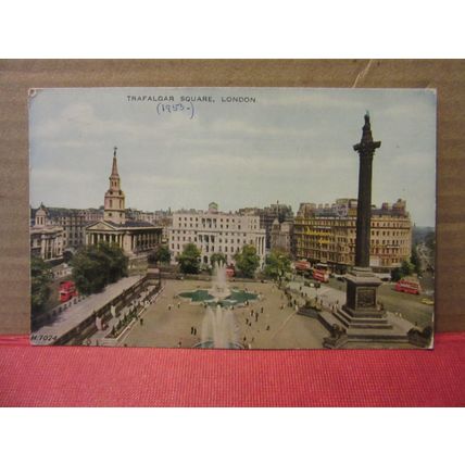 TRAFALGAR SQUARE, LONDON used vintage postcard by Valentine 1953 pm =