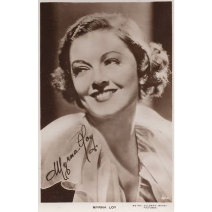 Myrna Loy Facimile Signed Real Photo Vintage Movie MGM Postcard