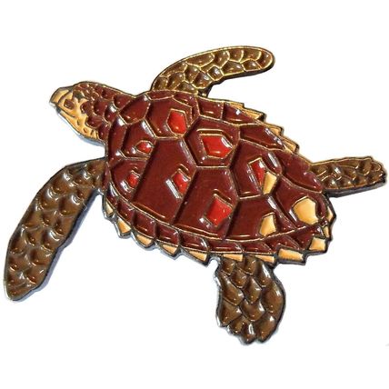 Turtle Sea Creature Marine Animal Brooch Metal Enamel Pin Badge 35mm NEW V2