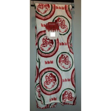 CHRISTMAS TRADITIONAL SANTA CLAUS FACE HO HO HO THROW BLANKET 50X70~NEW~CLASSIC
