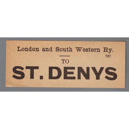 LONDON & SOUTH WESTERN RAILWAY LUGGAGE LABEL - ST. DENYS (Caps)