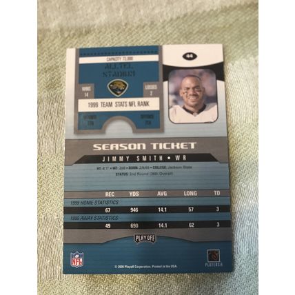 2000 Playoff Contenders Football Card #44 JIMMY SMITH Jacksonville Jaguars 82