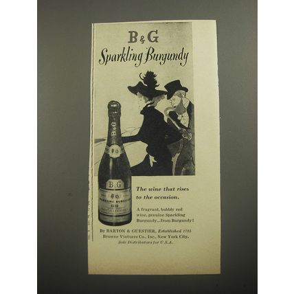 1956 B&G Barton & Guestier Wine Ad - B&G Sparkling Burgundy
