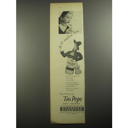1956 Gonzalez Byass Tio Pepe Sherry Ad - At cocktail time