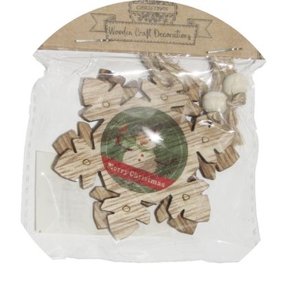 Christmas Pack of 2 Wooden Snowflake Tree Hanging Decoration Ancient Wisdom AW16