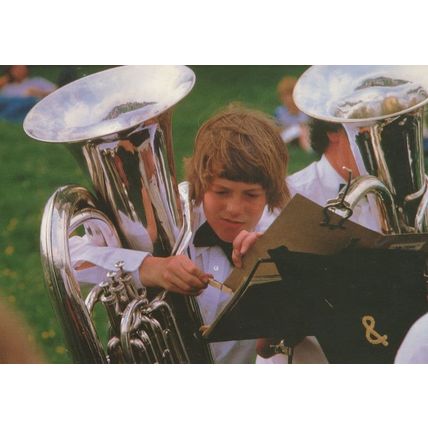 Cheeky Young Brass Band Player Yorkshire Doodling Postcard
