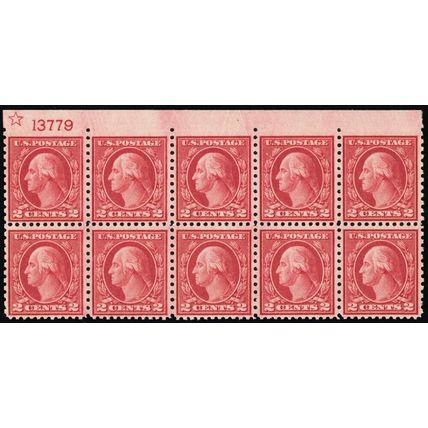 540, Mint VF NH 2¢ Plate Block of Ten (Imperf top Margin) - BEAUTY * Stuart Katz